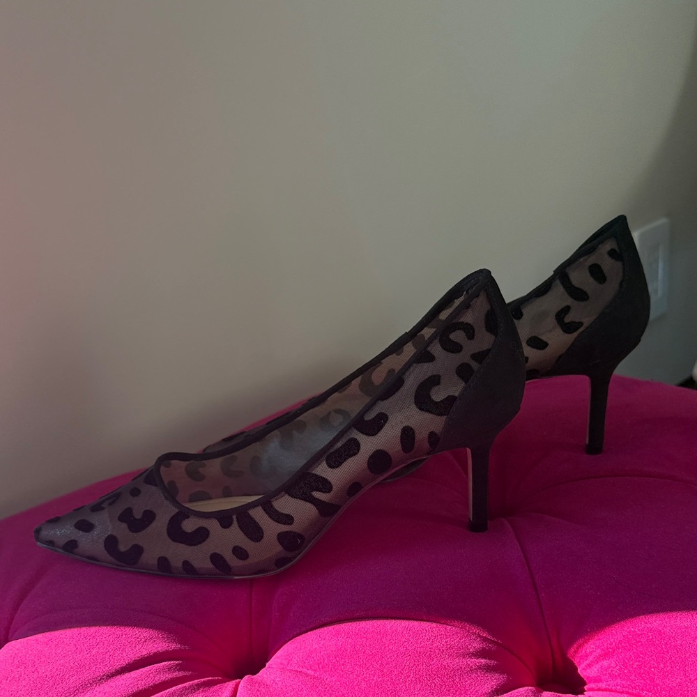 ON 34th Black Leopard Print Heels - Picture 2 of 5